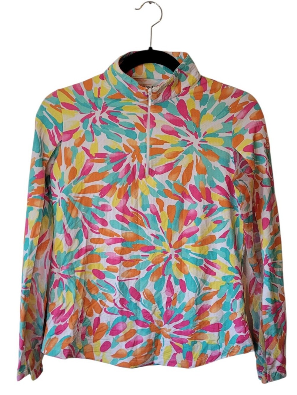 IBKUL Floral Women’s Multi-Color Floral Zip Neck Sweater Size S